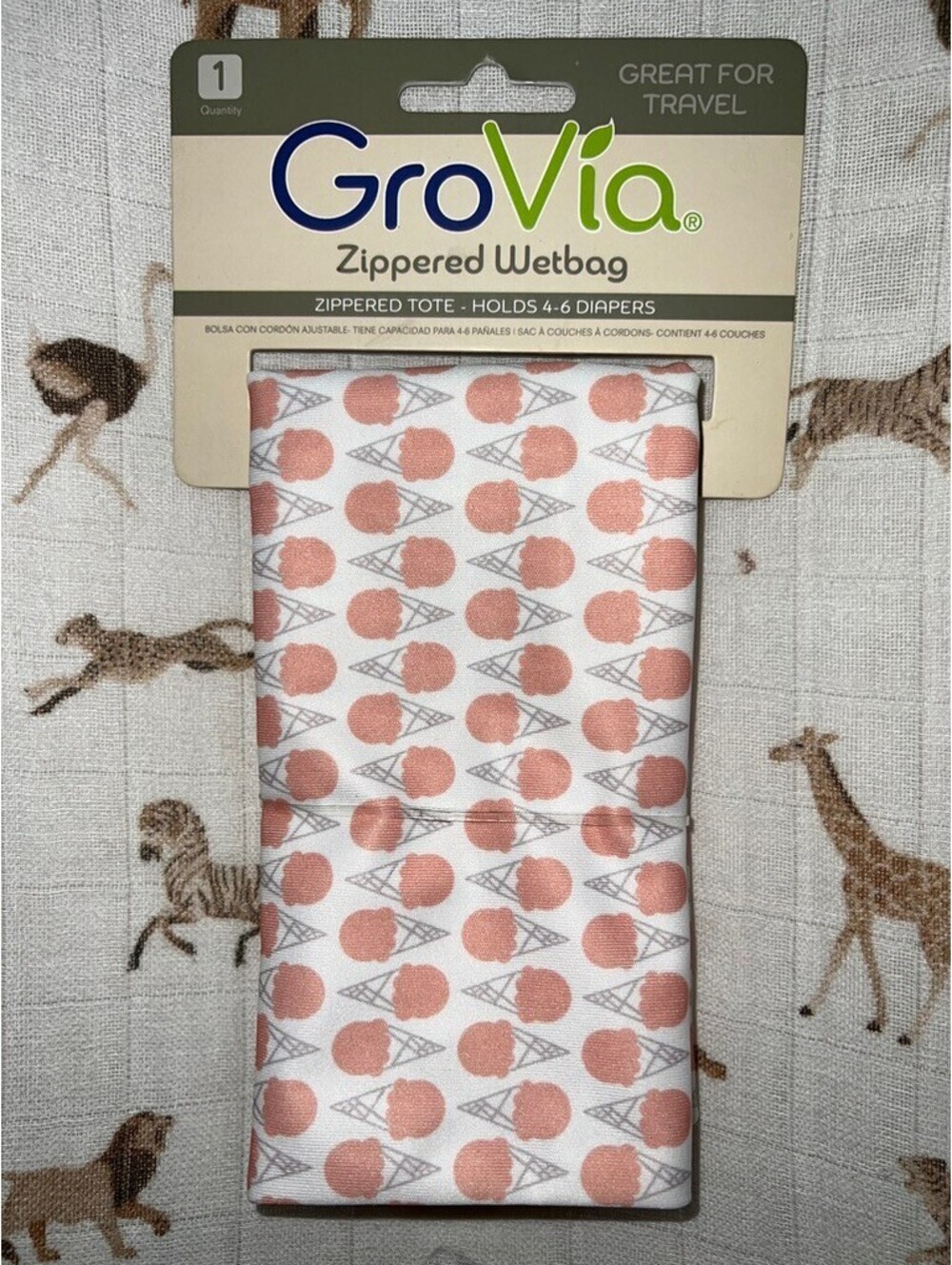 NWT Grovia zip wet bag Grapefruit Ice Cream